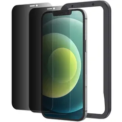 NIMASO 覗き見防止 iPhone12 / iPhone 12 Pro 用 ガラスフィルム 保護フィルム 強化ガラス ガイド枠付き 2枚セット NSP20I122