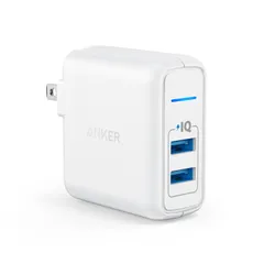 Anker PowerPort 2 Elite (USB充電器 24W 2ポート) 【PSE技術基準適合/PowerIQ搭載/折りたたみ式プラグ搭載/旅行に最適】 iPhone/iPad/Galaxy その他Android各種対応 ACコンセント (ホワイト)