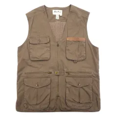 Eddie Bauer 90年代 フィッシングベスト M カーキ コットン メッシュ切り替え ドローコード
