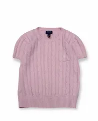 ポロラルフローレン ケーブル 半袖 ニット ピンク