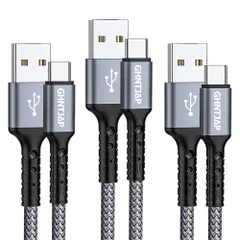 GHNTJAP USB Type C ケーブル 1M 【3本セット】 USB A to USB C ケーブル 3A急速充電 QC3.0/2.0対応 iPhone15/Galaxy/Pixel/Xperia/LG等タイプc機器対応 ナイロン編み