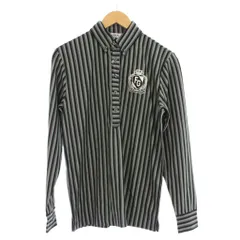 タグ付き フィラ ゴルフ FILA GOLF ポロシャツ M グレー ストライプ柄 ボタンダウン 長袖 /GP ■ECD001