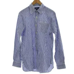ポロ バイ ラルフローレン Polo by Ralph Lauren シャツ M 白 ホワイト 青 ブルー ストライプ柄 長袖 ボタンダウンカラー /GG ■ECD001