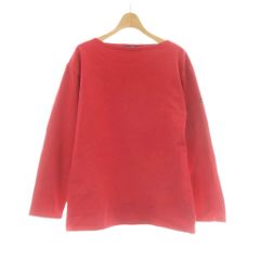 セントジェームス SAINT JAMES Tシャツ ML 赤 レッド 無地 ボートネック 長袖 /AU