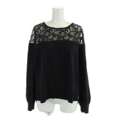 グレースコンチネンタル GRACE CONTINENTAL ニット セーター 36 黒 ブラック レース切替 ラウンドネック 長袖 /AP