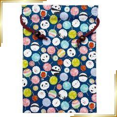 【新品】 京佑 日本製 御朱印帳入れ 巾着 袋 綿 26.5×18cm 御朱印帳 ケース 和柄 パンダ飴 紺