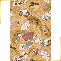 【新品】 (Bridgehappy) 御朱印帳 御城印 集印帳 御朱印 大判 蛇腹 納経帳 (扇に波 金) 0