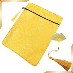 【新品】 Silver ＆ Style 御朱印帳入れ 御朱印帳 袋 大判 収納 ケース 金襴 カバー 栞付き 数珠 ポーチ (金A 銀杏) 0