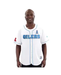 スターター メンズ トップス シャツ ヴィンテージャージー Starter Mens White Houston Oilers Relay Vintage FullButton Baseball Jeのサムネイル