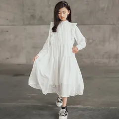 子供服 ワンピース 女の子 フリルワンピース キッズ 白ワンピース 長袖ワンピース ティアードワンピース 入学式 発表会 お受験 子供 ドレス こども ドレス