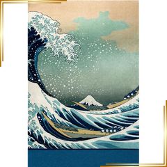 【新品】 (Bridgehappy) 御朱印帳 御城印 集印帳 御朱印 大判 182×121mm 蛇腹 両面48頁 (富獄三十六景青) 0