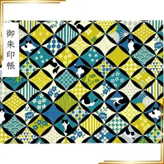 【新品】 【ハチワレ猫ちゃん】見開き御朱印帳・蛇腹タイプ・12山24頁(片面使い)／24山48頁(両面使い) (黄緑) 0