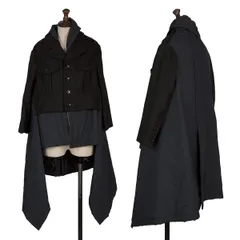 コムコム コムデギャルソンCOMME des GARCONS キルトライニングドッキングコート 紺黒Sのサムネイル