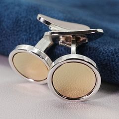 美品 ティファニー シルバー 18K コンビ カフス カフリンクス ラウンド