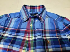 Polo Kids(ポロキッズ) 8Y Oxford（オックスフォード）コットン 五色馬刺繍 シャツ チェック柄 ホログラムタグ ポール1310