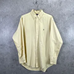 Ralph Lauren ラルフローレン YARMOUTH ワンポイントロゴ刺繍 オックスフォードシャツ メンズXL相当 古着 ヴィンテージ VINTAGE ボタンダウンシャツ レモンイエロー