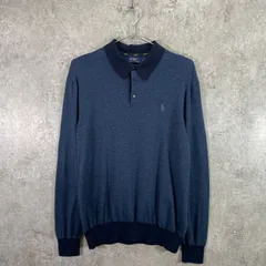 POLO Ralph Lauren ポロ ラルフローレン ワンポイントロゴ刺繍 長袖ポロシャツ メンズM 古着 ラグランスリーブ 紺色