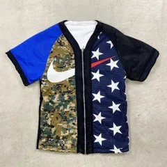 NIKE LAB ナイキラボ スウォッシュロゴ リバーシブル ベースボールシャツ メンズM相当 古着 半袖 スウェット フルジップ ホワイト 白
