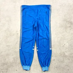 70年代 フランス製 VENTEX社製 adidas アディダス ベロアジャージ トラックパンツ メンズW32相当 古着 70s VINTAGE ヴィンテージ ユーロ 3ライン ターコイズブルー
