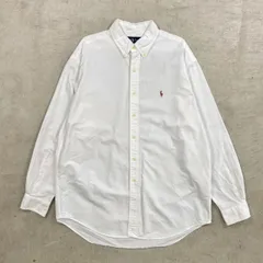 Ralph Lauren ラルフローレン BLAKE ワンポイントロゴ刺繍 長袖シャツ メンズ2XL相当 古着 ヴィンテージ VINTAGE ボタンダウンシャツ B.Dシャツ ビッグサイズ 大きいサイズ 白色