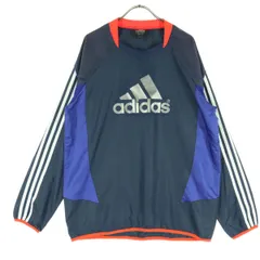 adidas アディダス ロゴプリント 長袖 プルオーバー ピステ L ブラック メンズ 古着