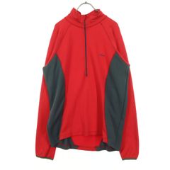 美品 L.L.Bean エルエルビーン 長袖 ハーフジップ スタンドネック トラックジャケット L レッド OUTDOORS メンズ 古着