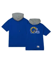 ミッチェルネス メンズ アウター パーカー・スウェット Mitchell Ness Mens Royalos Angeles Rams Postgame Short Sleeve Hoodie Royのサムネイル