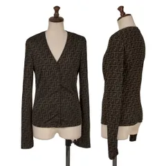 フェンディFENDI ズッカ柄カーディガン 茶黒M位