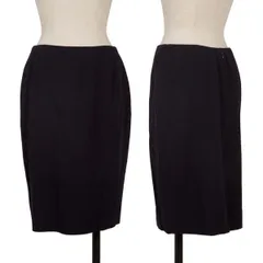 ダナキャランDONNA KARAN NEW YORK 裾スリット台形スカート 紺8のサムネイル
