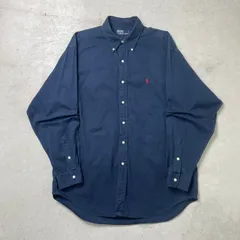 90年代 Polo by Ralph Lauren ポロバイラルフローレン コットンシャツ メンズXL相当 古着 90s アメカジ VINTAGE ヴィンテージ B.D ボタンダウンシャツ 紺色 