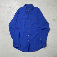 Ralph Lauren ラルフローレン コットンシャツ メンズM 古着 アメカジ B.D ボタンダウンシャツ 青色
