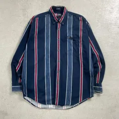 90年代 CHAPS  Ralph Lauren チャップス ラルフローレン ストライプシャツ メンズL相当 古着 90s VINTAGE ヴィンテージ ボタンダウンシャツ ブルー レッド ホワイト
