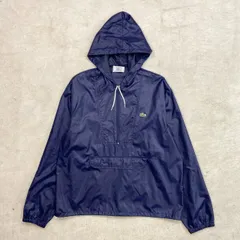 70~80年代 LACOSTE IZOD ラコステ ナイロン アノラックパーカー メンズL 古着 70s 80s ヴィンテージ VINTAGE ドローコード付き パッカブル 紺色