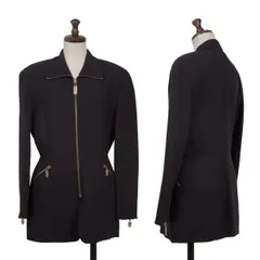 ダナキャランDONNA KARAN NEW YORK ウールジップデザインジャケット 濃紺4のサムネイル