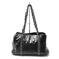 シャネル バッグ チェーントートバッグ ハンドバッグ ココマーク パテントレザー ブラック CHANEL 中古のサムネイル
