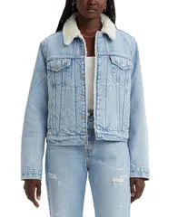 リーバイス レディース アウター ジャケット・ブルゾン デニム Levis Womens Original Denim Trucker with Sherpa Lining Feeling Everything デニム
