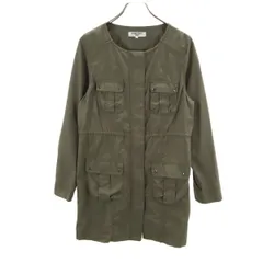 NATURAL BEAUTY BASIC ナチュラルビューティーベーシック ミリタリー ノーカラージャケット L オリーブ レディース 古着