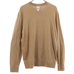 美品 GAP ギャップ 長袖 Vネック ニット S ベージュ メンズ 古着