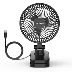 Keynice 卓上扇風機 小型 クリップ 静音 usb給電 節電 dcモーター ミニファン 壁掛け 3段階風量 360度角度調節 KN-893 ブラック 0