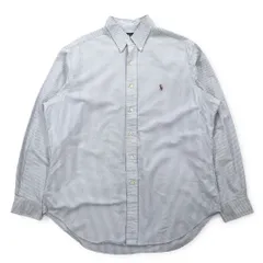 Ralph Lauren 90年代 CLASSIC FIT オックスフォード ボタンダウンシャツ XL ブルー ホワイト ストライプ スモールポニー刺繍