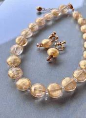 SALVIATI ベネチアングラス ゴールドネックレス＆イヤリング