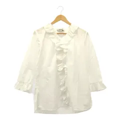 S Max Mara　エス マックスマーラ　Vネック　フリルカラー　フリル襟　長袖シャツ　ブラウス　サイズ不明(タグ切れ)　ホワイトのサムネイル