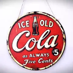 ヴィンテージ風雑貨 木製看板 Cola コーラ 丸型看板 レトロ アメリカン カントリー インテリア 20cm
