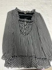 アクシーズファム axes femme ブラウス 森ガール チェック シフォン フリル レース