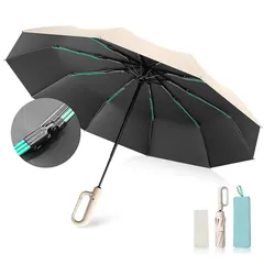 折りたたみ傘 頑丈 Zaahir【超撥水・15m/s耐風】 自動開閉 晴雨雪兼用 100%遮光 10本骨 軽量 UVカット 強風対応 メンズ・レディース向け 全天候対応 大型日傘 通勤・通学・旅行に最適 【超吸水傘カバー付】 ベージュ 0