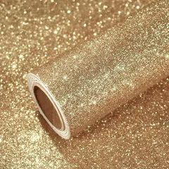 VEELIKE グリッターシール グリッターシート グリッターカッティングシート 金色 シャンパンゴールド 40ｘ300cm キラキラ 無地 ラメ入り インテリア リメイクシート 壁紙シール 壁クロス ウォールステッカー ふすま紙 剥がせる のり付き リフ 1
