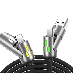 Miraitech マルチ充電ケーブル 4-in-1 USB C ケーブル 240W Type C 充電コード 急速充電 2m 呼吸ライト付き 1