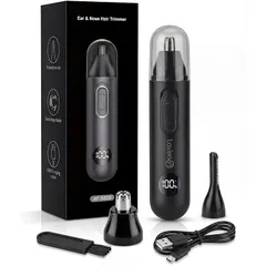 鼻毛トリマー【USB充電式＆LCD画面】2種類の刃 眉毛シェーバー/鼻毛カッター 1台で多用途【肌に優しい安心設計・円筒形3Dデザイン】眉・耳・鼻毛対応 洗える 低騒音 クリーニングブラシ付属 男女兼用 スタイリッシュ 携帯便利 敬老の日 母の日 誕生日  0