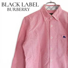 BURBERRY BLACK LABEL バーバリーブラックレーベル ボタンダウンシャツ 長袖 ピンク ホースロゴ 三陽商会 綿100% 日本製 メンズ Sサイズ相当 1 1095KZ