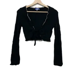 Burberry Blue Label(バーバリーブルーレーベル) ボレロ サイズ38 M レディース美品  黒×白×レッド 長袖/チェック柄